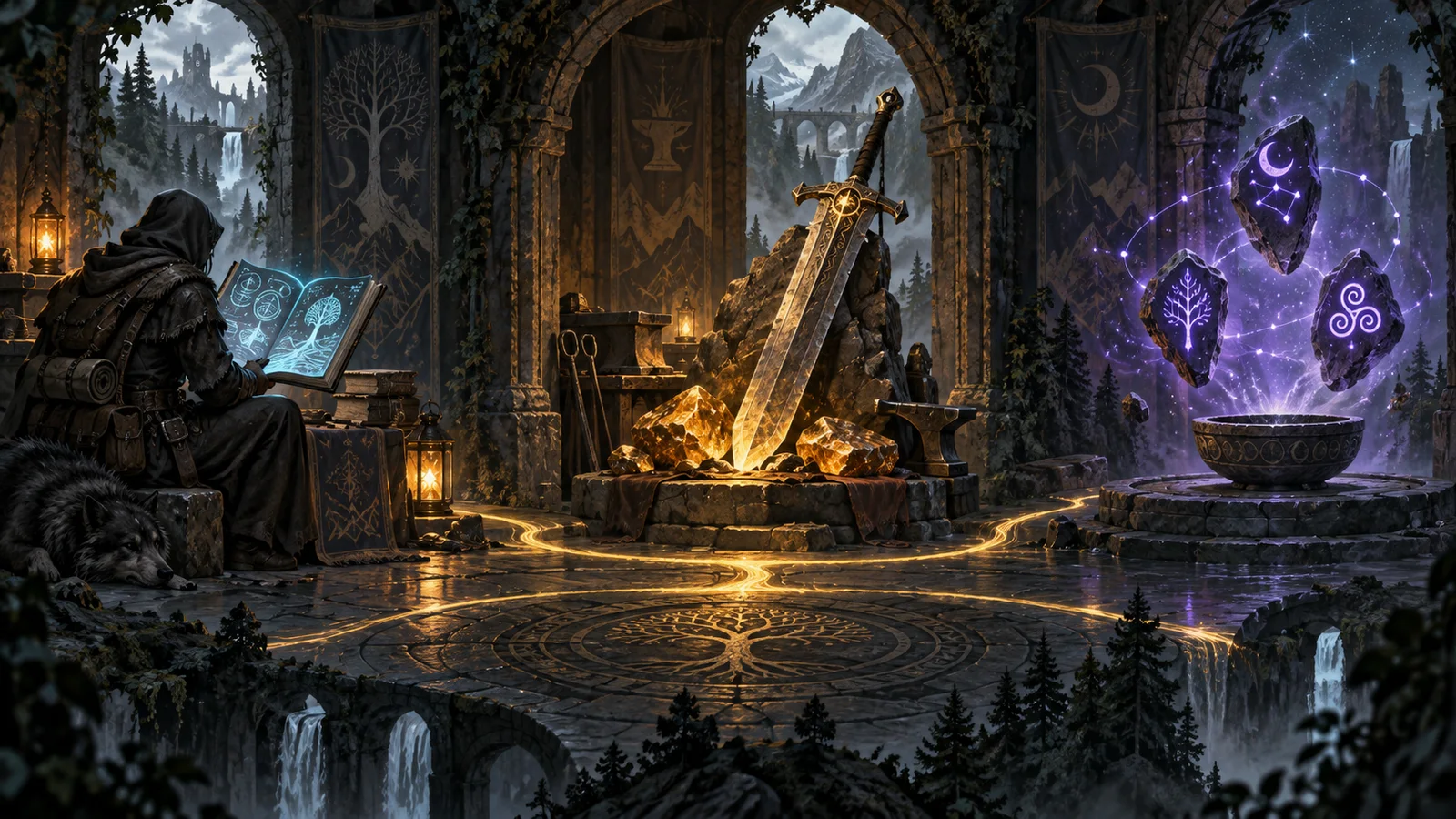Original three-alcove metaphor separating character reading, weapon items and ability choices