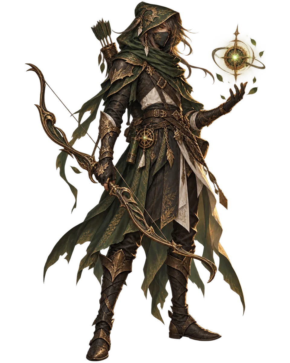 Original non-canonical illustration of an anonymous dark-fantasy ranged scout